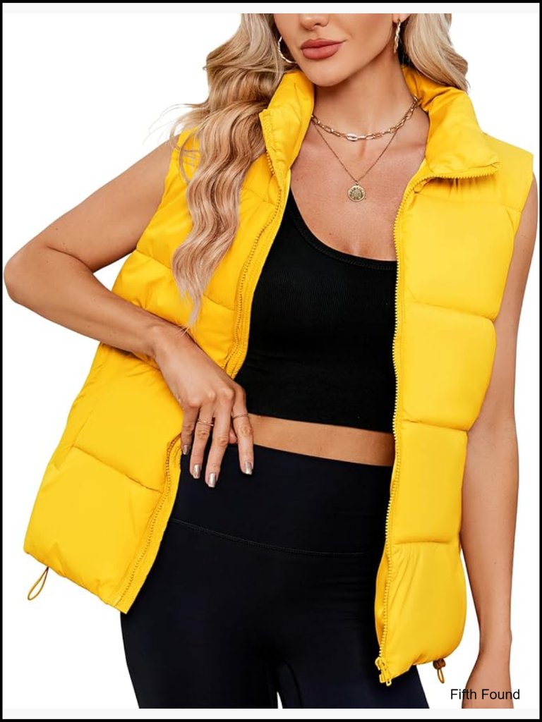 Oversized Puffer Vest Women Sleeveless Quilted Winter Coat With Pockets